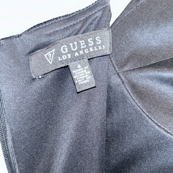 Guess Black Sequin Sheath Mini Dress Ostrich Feathers Size 4 - Picture 7 of 8